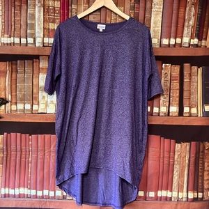LuLaRoe Irma XS Heather Purple Rayon Short Sleeve Hi Low T-Shirt